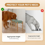 Ceramic 3.2 Cup Raised Slow Feeder Dog Bowl Set, Elevated 8.2inch Bowl and 9.5inch Slow Pet Food Dish with Wooden Stand for Large Dog (2 x Light Green+ Stand)