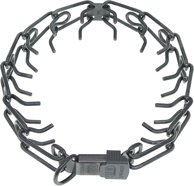 Herm Sprenger Black Stainless Steel Prong Dog Collar with ClicLock Buckle for Small Medium Large Dogs Ultra-Plus Training Pinch Collar with Quick Release Made in Germany