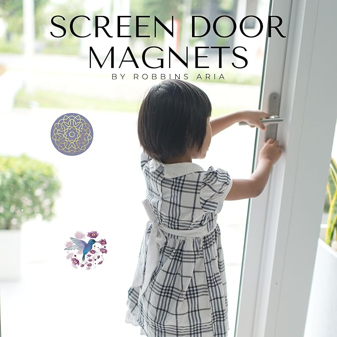 Screen Door Magnets Double Sided – Keep People, Kids, and Dogs from Running into The Screen Door - Robbins Aria Purple Gold