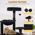 Tall Cat Tree,63in Multi-Level Cat Tower for Indoor Cats Large Adult,Gothic Cat Stand with Scratching Posts,Basket,Condo,Plush Perch,Cats Toys for Climbing,Interactive and Hidden,Black