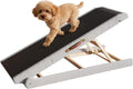 Dog Ramp for Bed, 4 Adjustable Height Wooden Ramp for Dogs from 14"–20", 17" Wide Pet Ramps for Dogs to Get on High Bed/Couch/Car with Soft Padding & Anti-Slip Grip, Up to 250LBS for Small/Large Dog