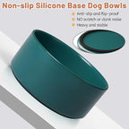 Ceramic Dog Bowls, Non Slip Dog Food and Water Bowl with Silicone Base, Heavy Pet Feeding Bowl for Small, Medium, and Big Dogs (Green, 6 Inches)