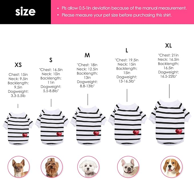 Dog Shirts for Small Dogs, Striped T-Shirts Dog Vest Pet Apparel Tee Shirts Spring Summer Suitable for Small and Medium Large Pets French Bulldog Bichon, Purple XS