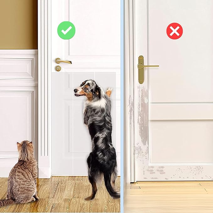 118" x 8.2" Door Protector from Dog Scratching Guard - Dog and Cat Scratch Door Protector - Anti Scratch Tape for Pet - 100% Transparent.
