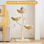 52” Tall Modern Cat Tree Tower for Large Cats| Cat Scratching Posts with Hand Woven Baskets and Mats| Luxury Cat Condo for Multiple Cats | Cat Furniture for Gifts （52” Natural）