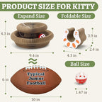 1 Pack Cat Scratcher Toy with Balls Bells, Magic Organ Foldable Cat Scratching Board for Kitten, Interactive Toys for Indoor Adult Cats Exercise Anxiety Relief, Auburn