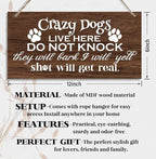 Funny Please Do Not Ring Doorbell Wood Decor Sign, Crazy Dogs Live Here Do Not Knock, Hanging Printed Wooden Plaque Decor, Farmhouse Wood Plaque Decor 12x6inch