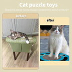3-in-1 Cat Scratcher Toy, 13 Inch Round High-Density Corrugated Paper Puzzle Mat & Lounge for Indoor Cats, Reinforced Scratch-Resistant Board for Furniture Protection (Mint Green)