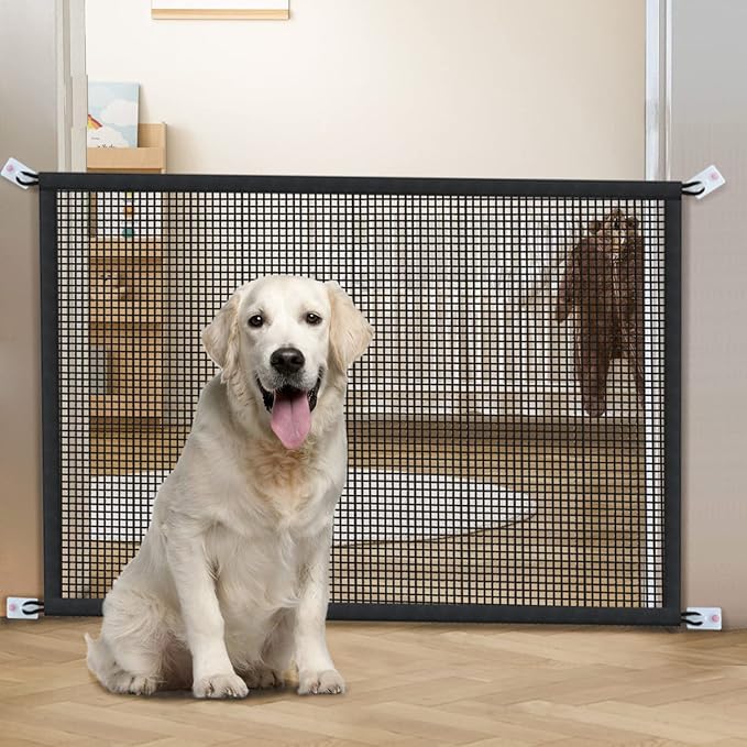 Dog Gate for Stairs Pet Gates for The House: Dogs Screen Mesh Gate for Doorways Stairways Indoor 29 inches Tall, 41 inch Wide, Fits Openings 36'' to 39'' Wide
