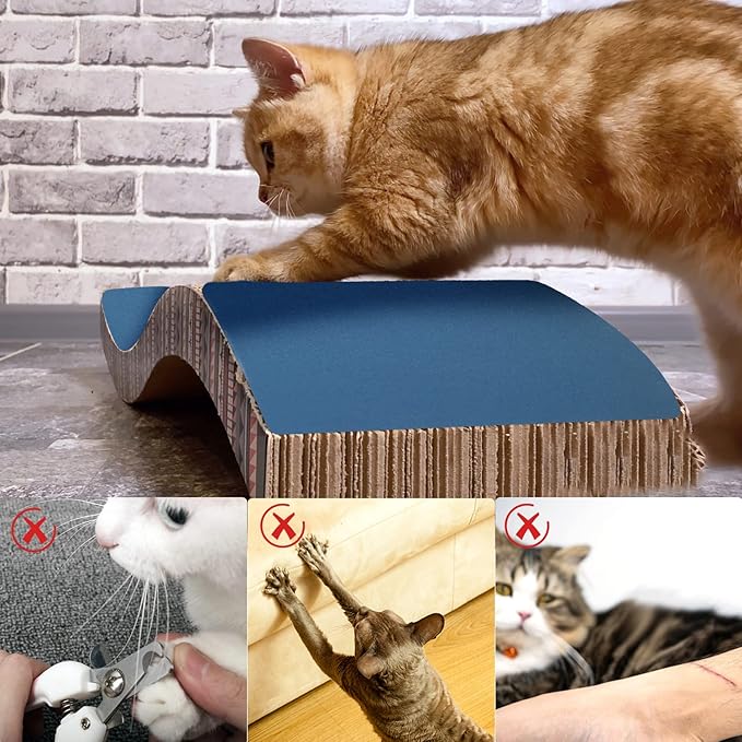 6pcs Cat Nail File Scratching Strips, 3 Sizes Blue 120 Grit Claw Sandpaper Nail File for Cats Scratch Pad Reliable Rounded Corners Cat Scratcher for Furniture Flat Surface Cat Litter Box