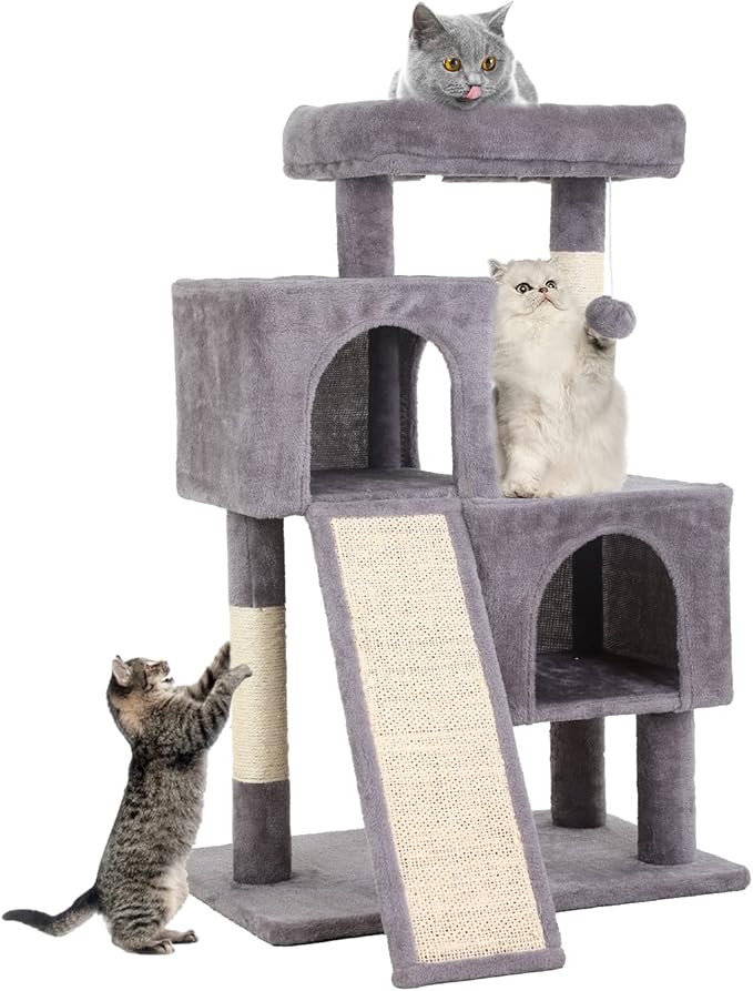 Cat Tree for Indoor Cats, 36in Cat Tower Multi-Level Cat Condo with Sisal Scratching, Scratching Board, Dangling Ball, Extra Large Perch for Cats and Kittens (Ashy)