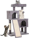 Cat Tree for Indoor Cats, 36in Cat Tower Multi-Level Cat Condo with Sisal Scratching, Scratching Board, Dangling Ball, Extra Large Perch for Cats and Kittens (Ashy)