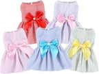 TAPBULL Dog Dresses, Fashionable Pet Dog Clothes, Cute Cat Birthday Dress Outfit (Blue/Red/Pink/Pink-Blue/Yellow-Blue 5-Pack), Medium