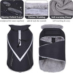 VIVAGLORY Snowrap Dog Coat, Jacket with Harness Hole, Dog Coat for Winter & Cold Weather, Fluffy Warm Fleece Lined Reflective Water Resistant for Puppy, S, Black