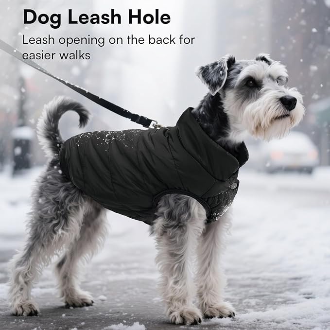 ASENKU Windproof Dog Winter Coat Waterproof Fleece Jacket Cold Weather Pet Apparel for Small Medium Large Dogs (Black, 3XL)