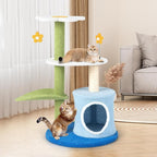 PETSITE 34.5 inch Cute Small Cat Tree, Flower Cat Tree with Sisal Scratching Post, Plush Top Perch, Cat Condo, Fluffy Spring Ball & Jingling Ball