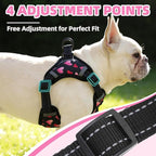 PUPTECK No Pull Dog Harness Small Sized Dog, Adjustable Reflective Escape Proof Easy Control, Comfortable Soft Padded Step in Pet Vest Harness, Heart, M