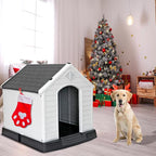 ZENY Large Plastic Dog House - Waterproof Dog Kennel with Air Vents and Elevated Floor All Weather Indoor Outdoor Doghouse Puppy Shelter, Easy to Assemble
