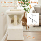 Tangkula Small Cat Tree for Indoor Cats, 25.5 Inch Cat Tower with Sisal Scratching Posts, 2 Large Cat Condos with Padded Top Perch, Modern Cat Climbing Furniture for Adult Cats & Kittens (Beige)