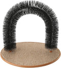 Cat Scratcher, Heavy Duty Cardboard, All Breed Sizes, Scratching and Exercise Cat Self-Groomer Bristle Ring Brush Arch with Carpeted Base Hair Cleaner Pads (Black,One Size)