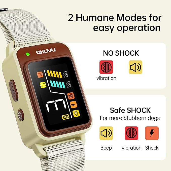 Dog Bark Collar-Rechargeable Smart Barking Collar- Anti Bark Training Collar with Adjustable Sensitivity Beep Vibration Shock- Bark Shock Collar for Small Large Medium Dogs