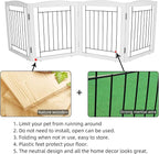 ZJSF Freestanding Foldable Dog Gate for House Extra Wide Wooden White Indoor Puppy Gate Stairs Dog Gates Doorways Tall Pet Gate 4 Panels Fence