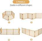 YOCAN Paint-Free Wooden Freestanding Dog Gates for The House,Doorways, Stairs,Wood Dog Fences Indoor Pet Gate,Step Over Fence, 5 Panel H:16.9''