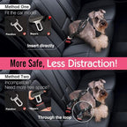 Pawaboo Adjustable Dog Seat Belt for Vehicle, Breathable Dog Safety Vest Harness with Seatbelt for Small Medium Large Dogs, L, Black + Silver