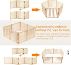 YOCAN Paint-Free Wooden Freestanding Dog Gates for The House,Doorways, Stairs,Wood Dog Fences Indoor Pet Gate,Step Over Fence-3 Panels L:69" H:16.9"
