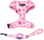 Dog Harness and Leash Set, Adjustable Dog Harness, Dog Leash, No Pull No Choke Puppy Harnesses for Walking Training for Small Medium Pet (Strawberries, XS(Chest 9.9-13.5", Neck 7.8-10.2"))