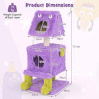 PETSITE 44 inch Monster-Themed Cute Cat Tree, Modern Cat Tree Tower with 2 Cat Condos, Sisal Scratching Post and Hanging Sound-Making Toys for Indoor Cats