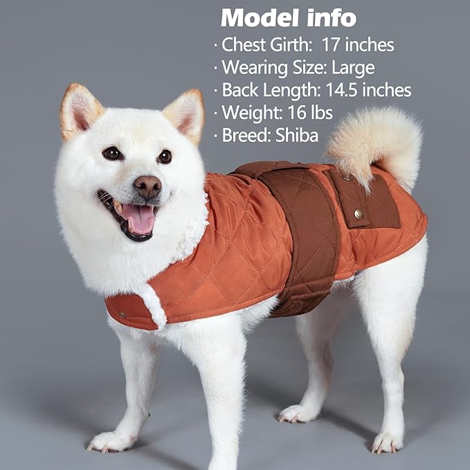 KYEESE Dog Coat Soft Pet Sweater for Cold Weather Warm Pet Winter Puffer Coat with Leash Hole Thick Pets Clothes with Pocket Waterproof Dogs Jacket with Fleece Lined Windproof Dog Coats for Small Dogs