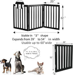 ZJSF Freestanding Indoor Dog Gate for House Foldable Wood Black Puppy Gate for Doorways Pet Gate for Stairs Extra Wide Pet Fence 32" Height 3 Panels