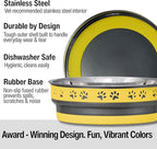 Loving Pets Corsa Dog Bowls- Stainless Steel Dog & Cat Bowls - Spill Proof Dog Food Bowl, Cat Bowl, Puppy Essentials & Pet Supplies Great for Home & Travel (Medium 20-35 lbs, Lightning Yellow)