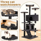 BestOffice 54 Inch Cat Tree, Multi-Level Cat Tower with Condo, Perches, Sisal Scratching Posts, Climbing Ladder,Indoor Activity Center Play House for Kittens & Adult Cats, Dark Gray