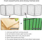 ZJSF Freestanding Foldable Dog Gate for House Extra Wide Wooden Grey Puppy Gate Stairs Dog Gates Doorways Tall Pet Gate 24" Height 6 Panels Pet Fence