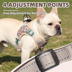 PUPTECK No Pull Dog Harness Small Sized Dog, Adjustable Reflective Escape Proof Easy Control, Comfortable Soft Padded Step in Pet Vest Harness, Brown Leopard, M