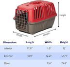 MidWest Homes for Pets Spree Travel Carrier – Hard-Sided Dog & Cat Carrier, Small Pet Travel Crate with Handle, Ventilated Design, Easy Assembly, 19-Inch, Red
