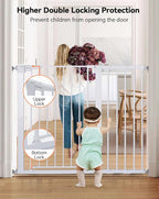 COMOMY 36" Extra Tall Baby Gate for Stairs Doorways, Fits Openings 29.5" to 40.6" Wide, Auto Close Sturdy Safety Dog Gate for House, Pressure Mounted Easy Walk Through Pet Gate with Door, White