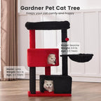 Gardner Pet 41" Cat Tree for Medium-Large Cats, Gothic Cat Tree, Heavy Duty Cat Trees Towers with 2.8in Posts & Washable Top Perches