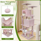 PETSITE 57-inch Modern Cat Tree, Multi-Level Cat Tower with 2 Comfy Condos, Sisal Scratching Posts, Plush Top Perch, Snug Hammock, and Dangling Balls, Ideal for Indoor Cats and Kittens (Pink)