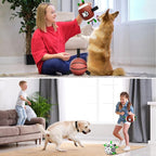 QDAN Dog Soccer Ball Football Basketball Set - 3 PCS Dog Balls with Strap for Tug of War, Soccer Ball Football Toys for Small Medium Large Dogs, Herding Ball for Dogs, Dog Birthday Toy