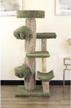Maykoosh Natural Beauty Multiple Perch Cat Tree, Cat Tree with Scratch Post for All Cat Breeds, Indoor Cat Gym with Perches, Sturdy Wood Construction with Carpet Upholstery Green/Round