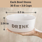 Ceramic Dog Bowl Set of 2 with Anti-Skid Base - 6.5" Wide x 2.5" Tall Ceramic Dog Bowls Medium Sized Dogs - 3.8 Cup Capacity Food and Water Bowls for Dogs - Rubber Bottom Pet Bowl Set of 2 Medium Size