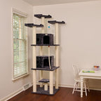 Tall Cat Tree - Multi-Level Cat Tower with Sisal & Condo - 82" Gray
