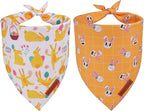 ADOGGYGO Easter Dog Bandanas, Bunny Egg Print Puppy Scarf, Premium Fabric, Adjustable Fit Happy Easter Bandanas for Small Dogs (Small)