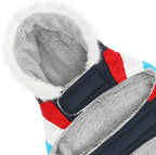 HDE Dog Puffer Jacket Fleece Lined Warm Dog Parka Winter Coat with Harness Hole Patriotic - S