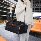HSC PET Soft Cats Carrier Small Dog Carriers Airline Approved Softsides Pets Bag,Black,Lightweight,Luxury Style,Top Expandable,Guaranteed on Cabin Board Flight Travel Recommend Under 15 lbs (Black)