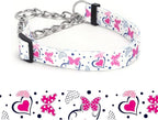 Martingale Dog Collar - Stainless Steel Chain, No Pull Training Collar with Flower Design for Large Medium Small Dogs (13, S)