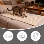 FHTONGE 39.4x15.8 Thickened Cat Wall Climbing Carpet with 16 Fixed Nails, Extra Large Tall Cat Scratch Pad for Wall, Wall Mounted Climbing Cat Scratcher for Furniture Couch Sofa Protector(Oat Color)